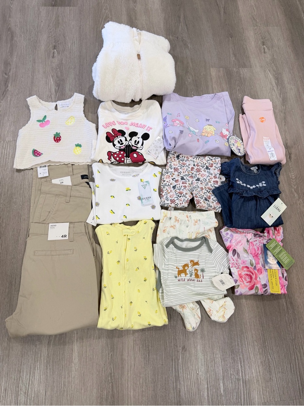 Mixed 34 Kids Clothing Bundle - Neutral, White, Pink, Yellow, Lavender Pieces